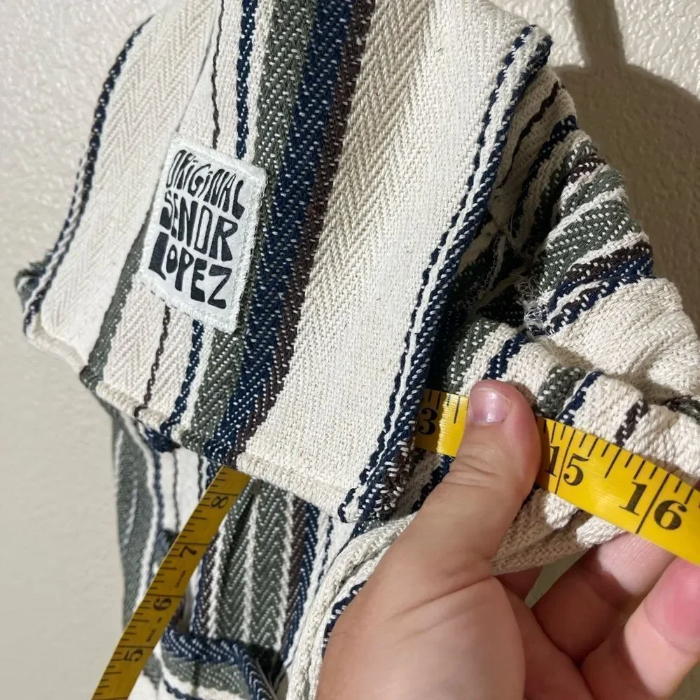 Original Senor Lopez Backpack with Black, White, and Gray Stripes